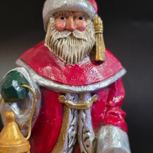 NWT Pam Schifferl Handcrafted Santa Figurine With Lantern & Sleigh Red/Gold - Picture 6 of 14